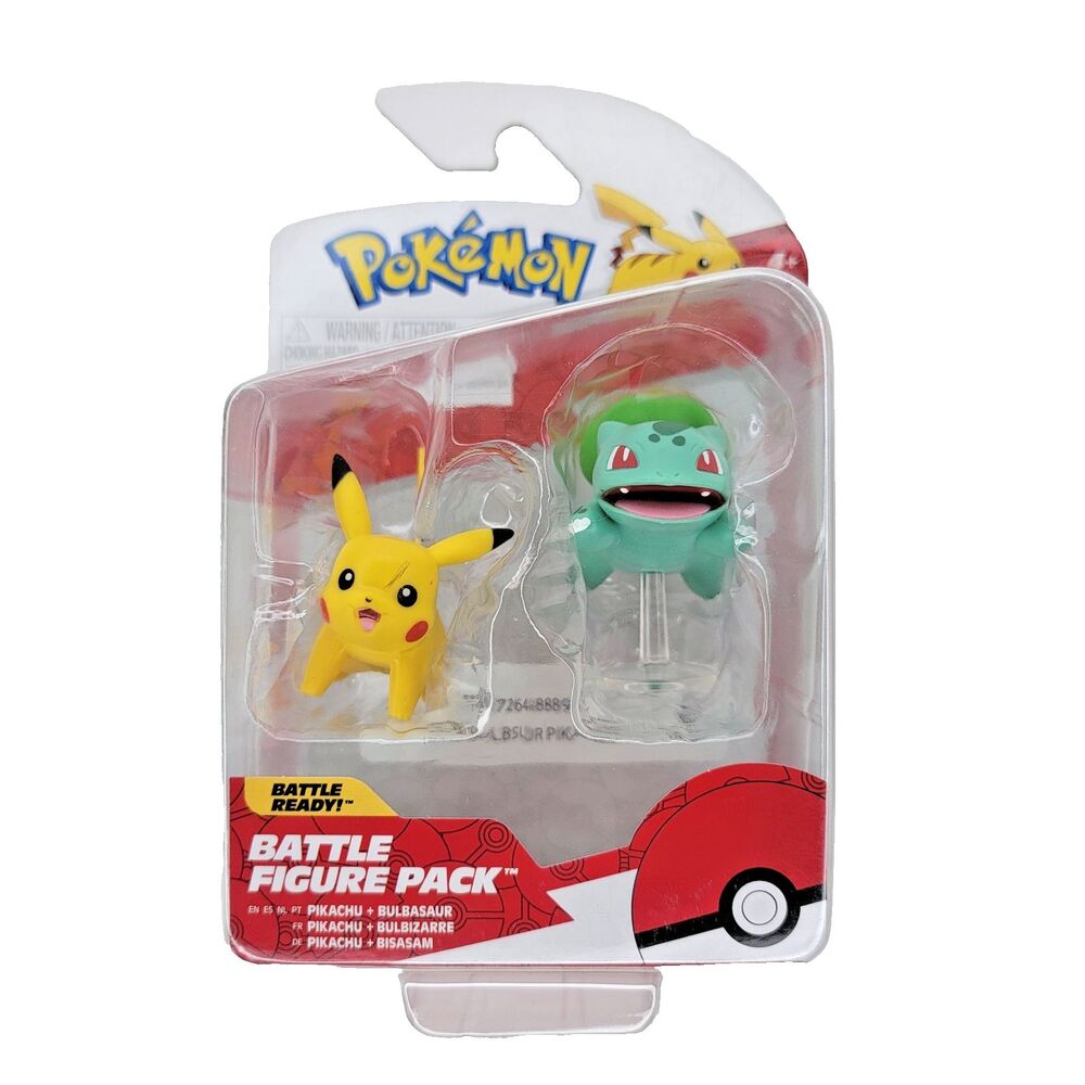 Jazwares Pokémon Battle Ready Figure Pack 2" Pikachu Bulbasaur Starter NIB 2023